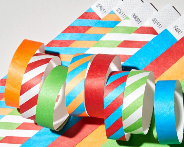 striped paper wristbands